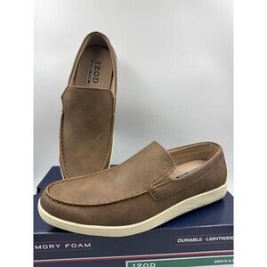 Izod Mens Seapoint Sneaker Loafer Slip On Shoe Size 9.5 Tan- Brown New